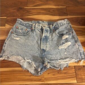 Levi's 501 Blue Jean Shorts Distressed High-Waisted